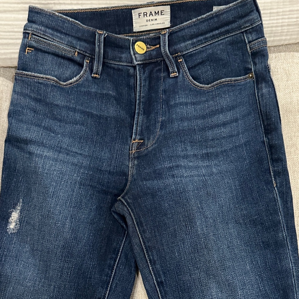 Frame Denim Blue Skinny Jeans with Stretch